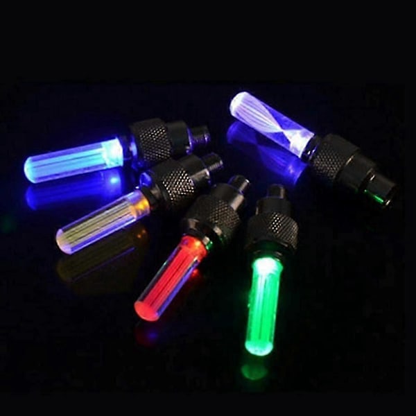 4-pack LED-hjullampor för cykel, 4 färger, vattentäta cykelventilkåpor, säkra LED-lampor för cykelhjul