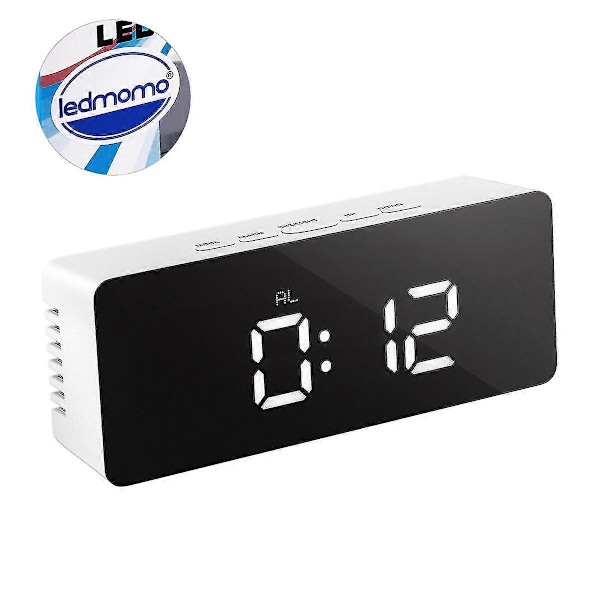 Ledmomo 1 st Multifunktionell LED-display Digital Väckarklocka Modern Spegelklocka Med USB-kabel För Kontor Sovrum Sovsal Resa (rektangel)