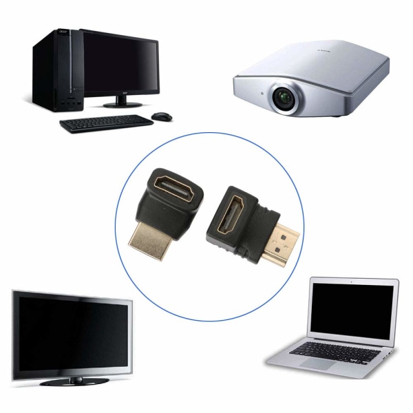 *6-pakks rettvinklet HDMI-kontakt, 90 graders og 270 graders HDMI Ma*