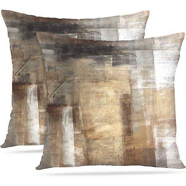 Polyesterityynynpäälliset, 2 kpl - 45 x 45 cm - Moderni abstrakti sisustus - Taupe - olohuoneeseen, sohvalle, puutarhaan, ulkokäyttöön