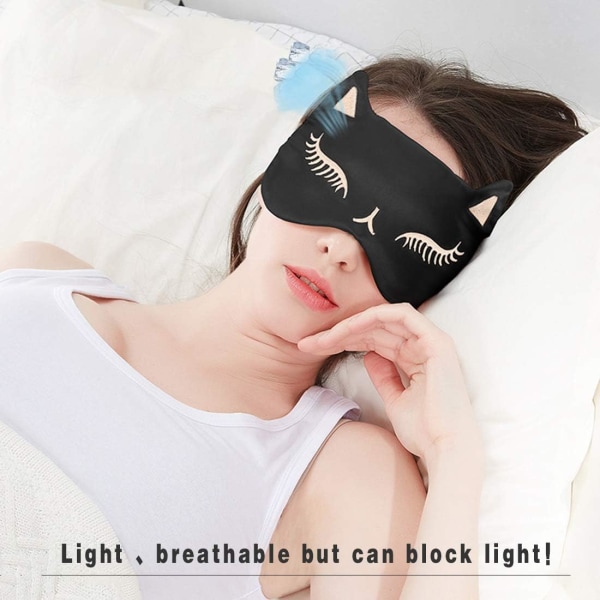 Cat Sleep Mask Night Mask Natural Silk Blackout Eye Mask