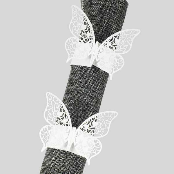 50 x Butterfly Serviettringer, Perlemorsring Serviettpapir, for Bryllup