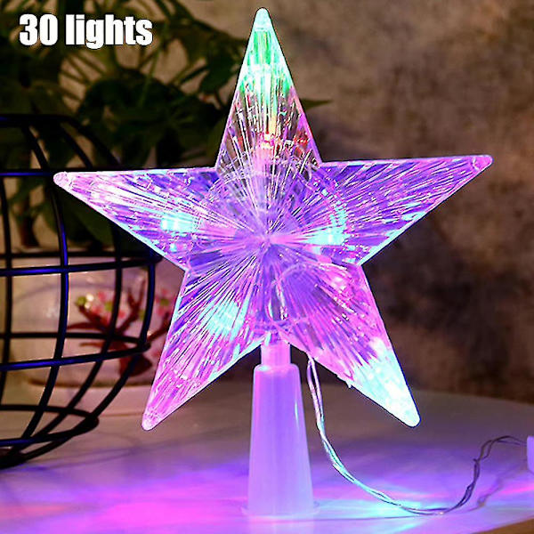 Lampa Pentagramformad Ljus Julgran Hängande Ornament Jul Hem 10/30 Led Party Topper Dekoration 30 Lampor Flerfärgad