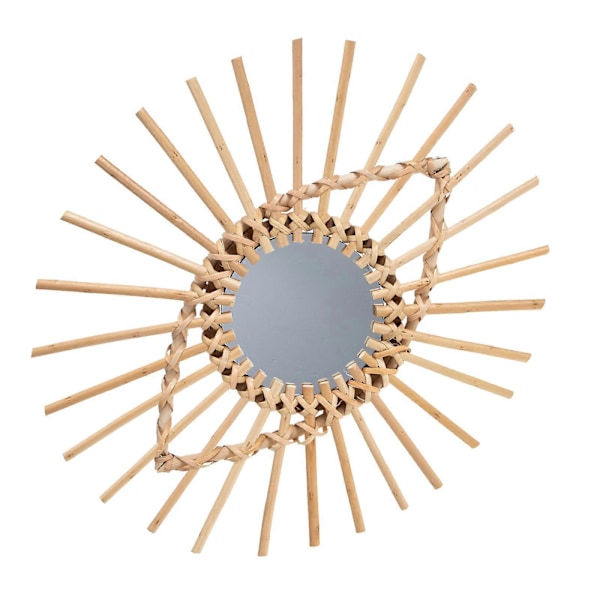 Rattan Flettet Speil Form Anheng Veggdekorasjon Nordisk Stil Speil Veggdekor
