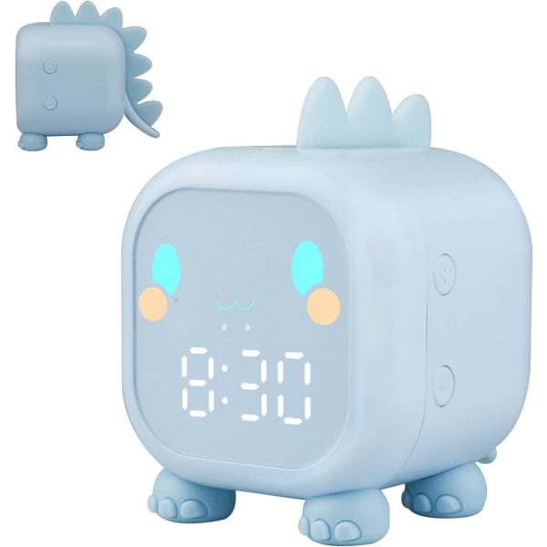 Blue Children's Alarm Clock Girls Boys Dinosaur Light Up Digital