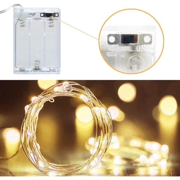 Lämpimän valkoiset LED-valosarjat, 5m 50 LED:n mikrolanka-valosarjat