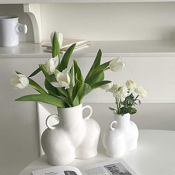 Kvinnlig Kroppsform Konst Vas, Butt Blomma Keramisk Vas för Hemmakontor