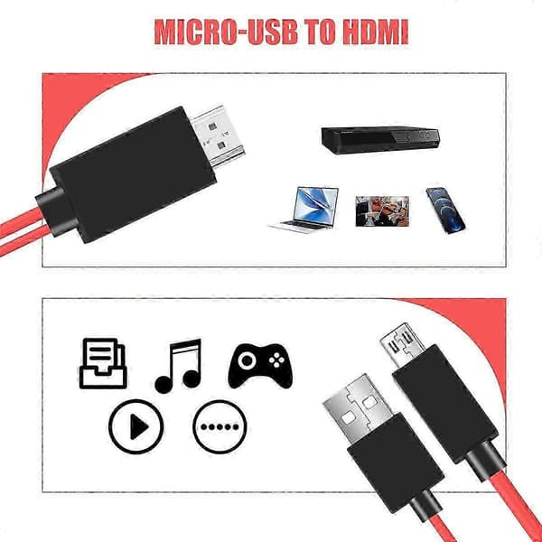 2 meter Micro-USB til Adapter Konverter Kabel 1080P HDTV til Android Enheder Galaxy S3 (11 Pin, Rød