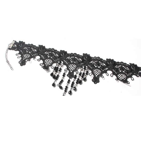 #1 stycke svart spetshänge pärlhalsband Gotisk tofs blomma ihåligt halsband Smycketillbehör för kvinnor och flickor#