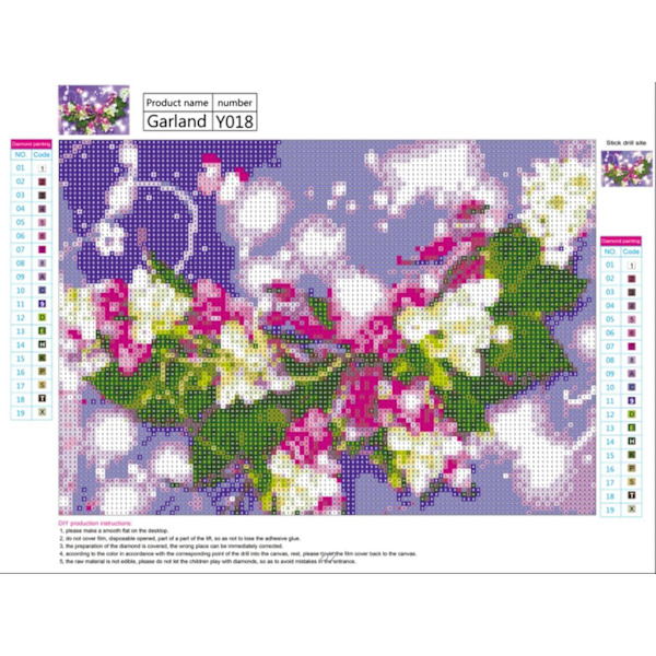#Timanttimaalaussetti 5D DIY, 16x12 tuumaa, Violetit Kukat#