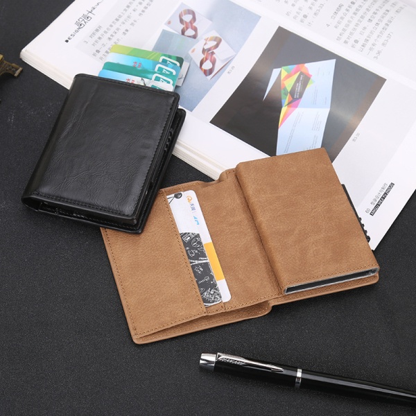 #Sort læderpung med RFID - NFC beskyttelse og sort kort holder#