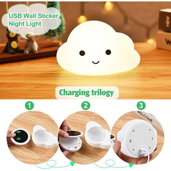 *Nattlampa LED Nattlampa Sänglampa Nattlampa Barn USB*
