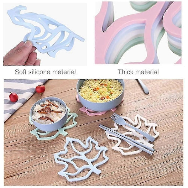 Silikon Gryteunderlag Matte. 4 Stykker Varmebestandige Matter Brikke Varme Pads Sklisikker Bordmatte Flow