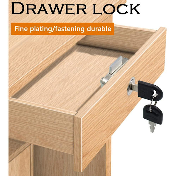 *2 stk. Hvid Push Lock Zinklegering Skrivebordsskuffe Låsecylinder Pels*
