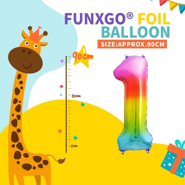 Färgglada 1 års födelsedagsballonger - Stor ballong nummer 1 nummer