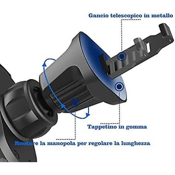 Diameter 17mm Clip-on Biltelefonholder og Drejelig Trådløs Biloplader (Sort)