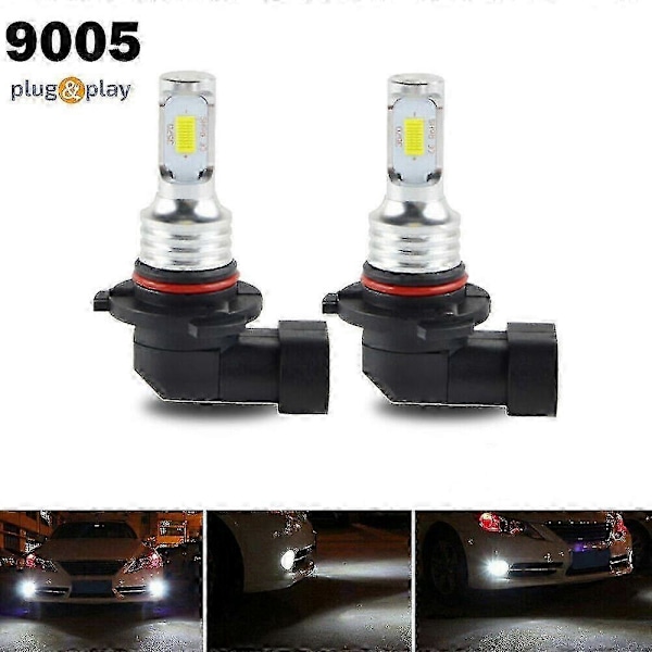 2X 9005 HB3 LED Strålkastare kit HB3 80W 8000LM Hög Låg Ljus 6000K Vit Lampa