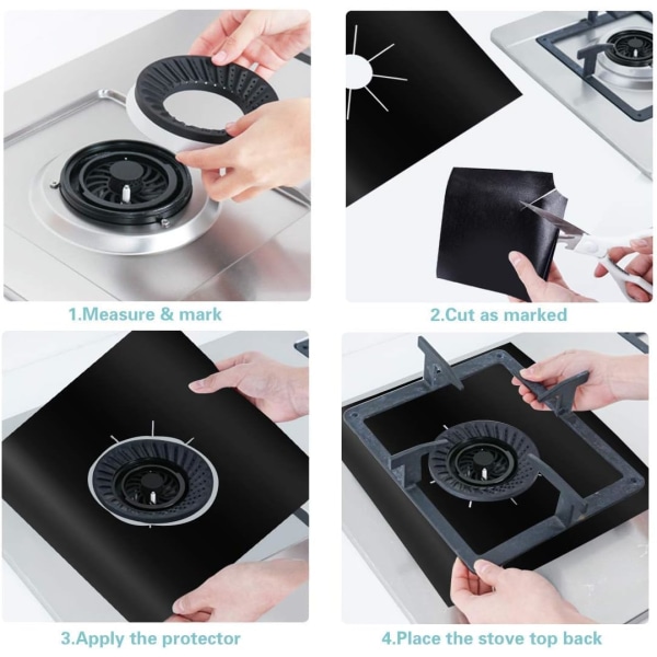 *8 Pack Gas Burner Covers Återanvändbara Non-Stick Värmebeständiga Gas Bu*
