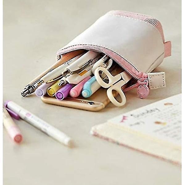 Pen Teleskopisk Stand Stationery Box Pu Corduroy Vertikal Farve Opbevaringspose - Grøn Lilla