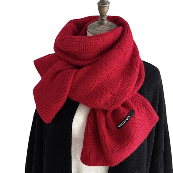 #Solid farget skjerf, vinter tykk varm sjal, rød#