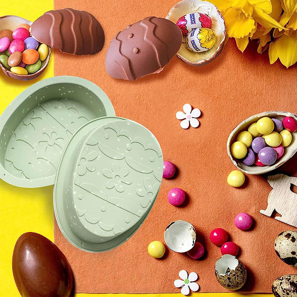 Egg Molds, Easter Silicone Egg Chocolate Mold 2-pack Large Breakable Egg Molds 18 cm Cake Molds Easter Molds Silicone Chocolate Tray for