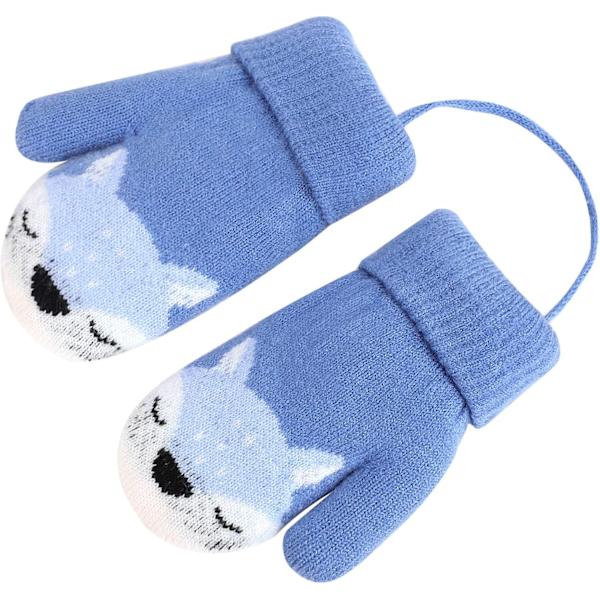Baby Vantar Stickade Handskar Vinter Pojk Flicka Vantar Söt Räv