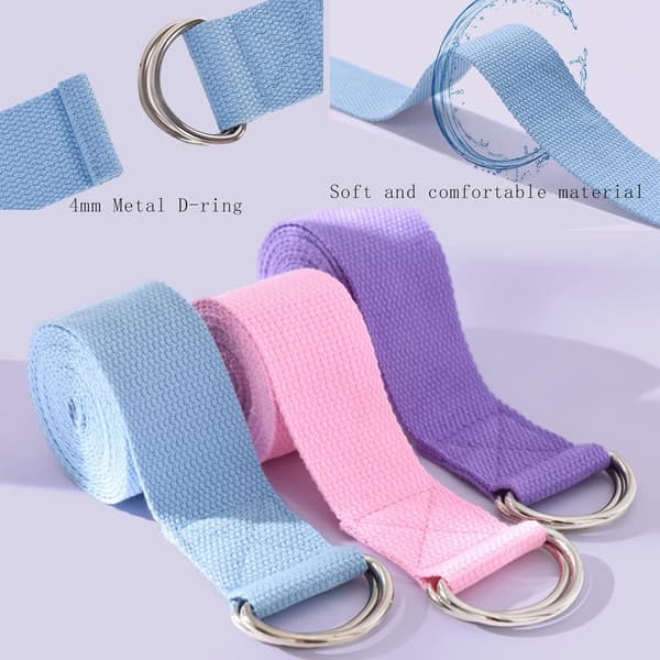 2-pack Yogaband (1,8 m) med Justerbar Metall-D-Ring
