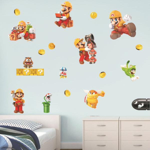 #Super Mario väggdekal, tapet, PVC rumsdekoration, 32x32cm#
