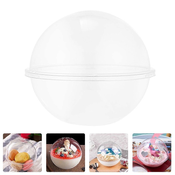 10 stk. Gjennomsiktig Plastkakebeholder Kuleformet Kakebeholder Bærbar Mousseball Rund Kakebeholder (500ml Stil)