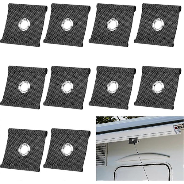 10 st 5/6mm - 7/8mm RV Markiskrok, Fästskena Rörskenor, RV Markiskrok, Rörskrok, Takält Rörskrokar (Svart)