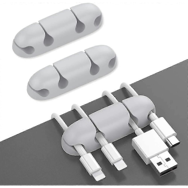 3-pack Sladdhållare för Skrivbord, Stark Självhäftande Sladdhållare (grå)