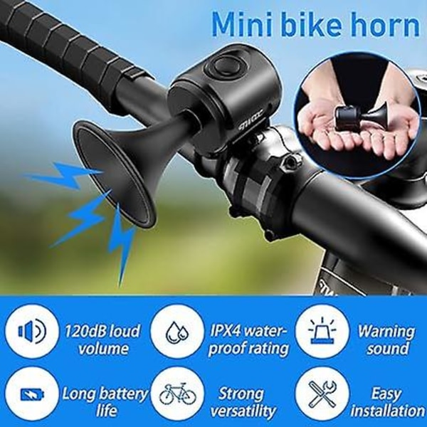 120 DB Velo Ringklocka, IPX4 Vattentät Cykelhorn, Elektrisk MTB Ringklocka, Elektronisk Horn, Landsvägscykel Ringklocka Lämplig för 15 till 30 mm Styrer, Cykeltillbehör
