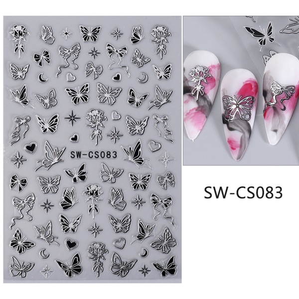 #4#-10pcs punk style butterfly nail art stickers self-adhesive nai#