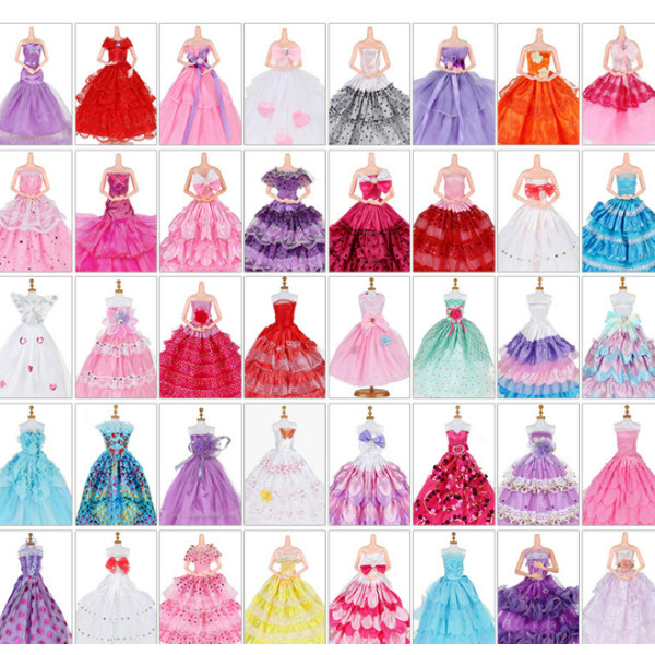 /#/16 Barbie-dockor slumpmässiga bröllopsklänningar kort klänning klänning klänning/#/