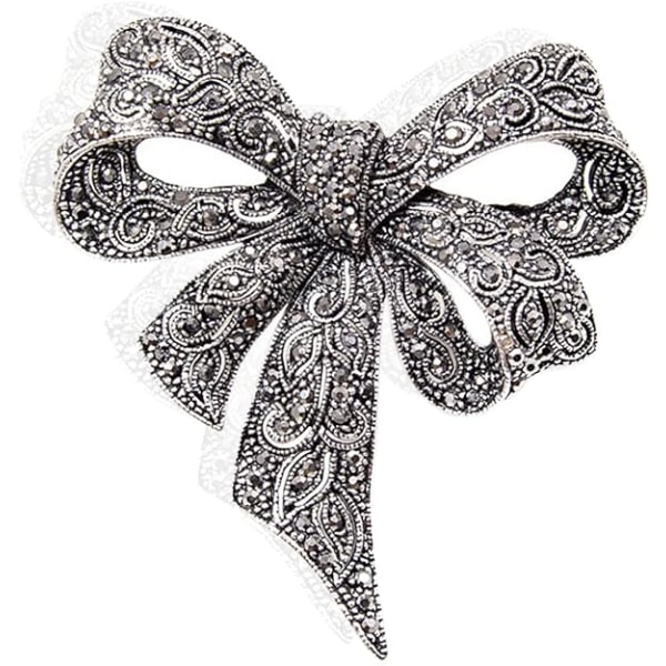 Sprie?en Vintage Dam Rhinestone Brosch, Svart Brosch Rosett Brosch