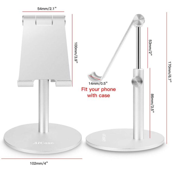 Universal Justerbar Tablet/Telefon Stativ i Aluminium, iPad 2018 Pro