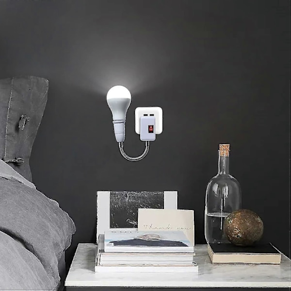 2 stk. E27 LED-pæreholder, konverter-lampeholder med kontakt, E27-fatning med kontakt, lampevægfatning, læselampe, E27-fatning, til soveværelse