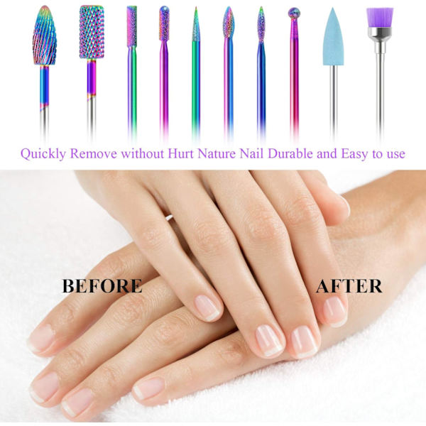 10-pack Elektrisk Nagelfräskit 3/32\" Tungstenkarbid Elektriska Nagelfilar
