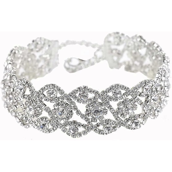 Rhinestone Choker Halskæde Smykker Justerbare Halsbånd Si