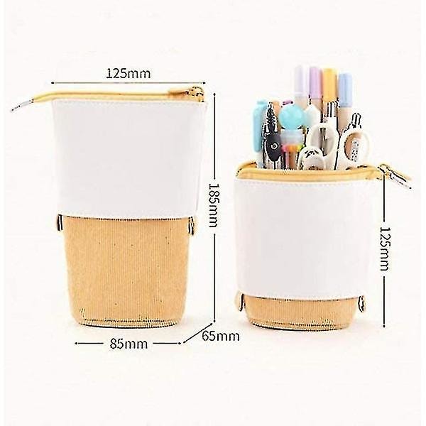Pen Teleskopisk Stand Stationery Box Pu Corduroy Vertikal Farve Opbevaringspose - Grøn Lilla