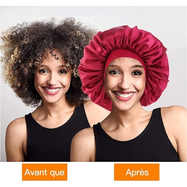 1 Stycke Satin Hårsömnhatt, Sömnhattar, Stretchig Nattmössa