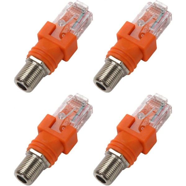 4 KPL F - RJ45 -muunnin F Naaras - RJ45 Uros Koaksiaalipiippu Kytkentäsovitin Ethernet-liitin Koaksiaalinen Suora Liitin Oranssi