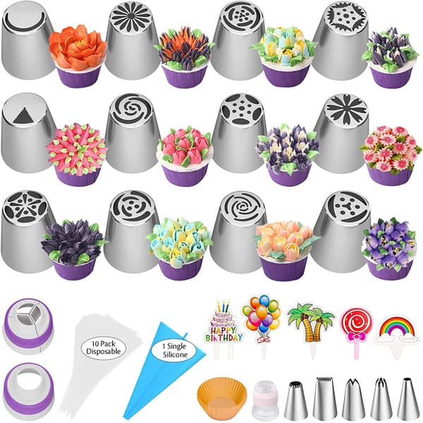 /#/56 delar ryska rörspetsar kit, blomsterfrosting spets munstycken/#/
