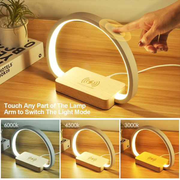 *Bedside Lamp Wireless Charger, Touch Table Lamp with USB Port, Be*