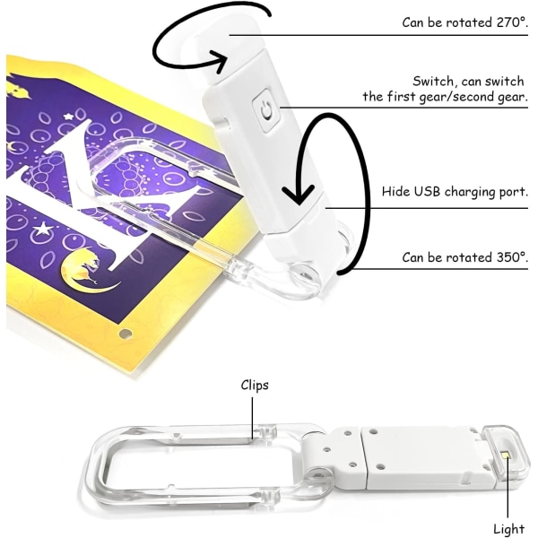 1 x USB foldbar læselampe, lille og let, øjenbeskyttelse