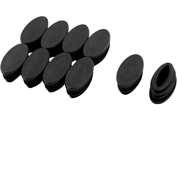 10 st Stolsbensskydd Ändstycke Benrör Insats Bord Möbelskydd Oval Plast Svart 2040mm