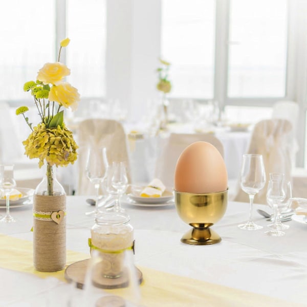 6 stk. Eggkopper i rustfritt stål, bordplate egg holdere stativer, små øl- og vinkopper
