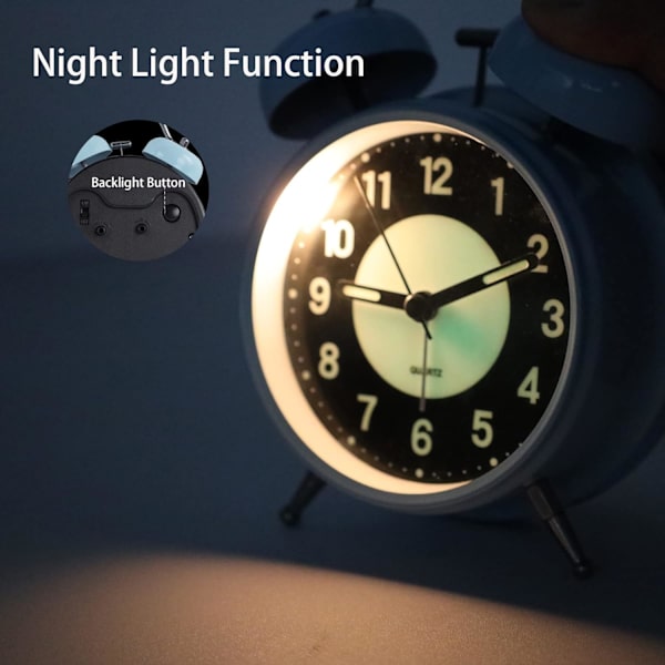 Retro Luminous Väckarklocka Tyst Kvarts Sängbord Väckarklocka