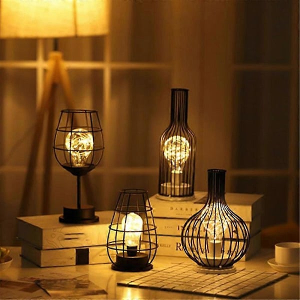 LED Bordlampe Læselampe Natlampe Soveværelse Sengelampe Skrivebordsbelysning Stue Retro Jern Boligindretning,c