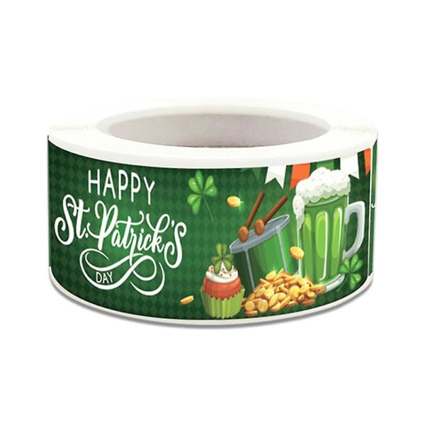 500 st/rulle Saint Patrick's Day Stickers Shamrock Beer Guldmynt Etiketter Dekor
